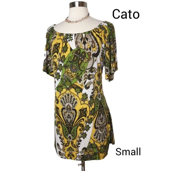Women's Tunic Small Vibrant Paisley Print Loose Fit Blouse Top Small NWOT - Picture 1 of 7